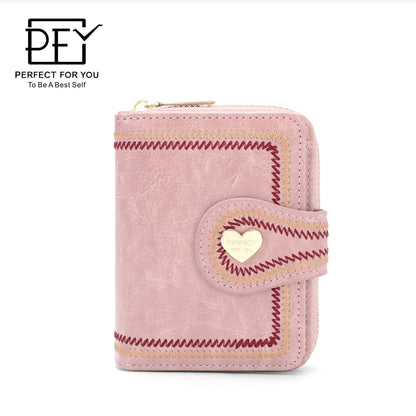 Perfect For You Women's Coin Purse Fashion Short Bi-fold Wallet Simple Ultra-thin Card Holder ins Wallet 