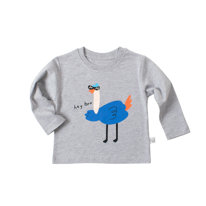 New children's clothing cartoon pure cotton cross-border children's long-sleeved T-shirt tops boys baby round neck autumn trend bottoming shirt