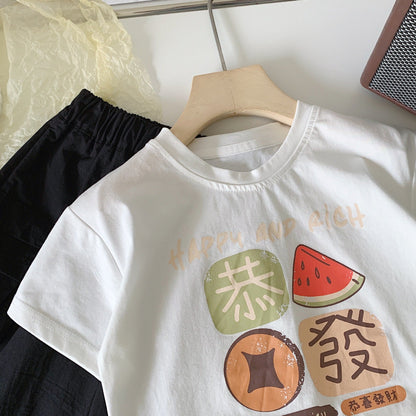 Children's T-shirt Bangcheng 2024 summer Korean version boys and girls loose short-sleeved small and medium-sized children's tops G0282