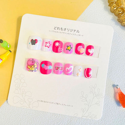 Children's nail stickers girls wear nails self-adhesive nail stickers cartoon cute princess false nail pieces embossed nail pieces