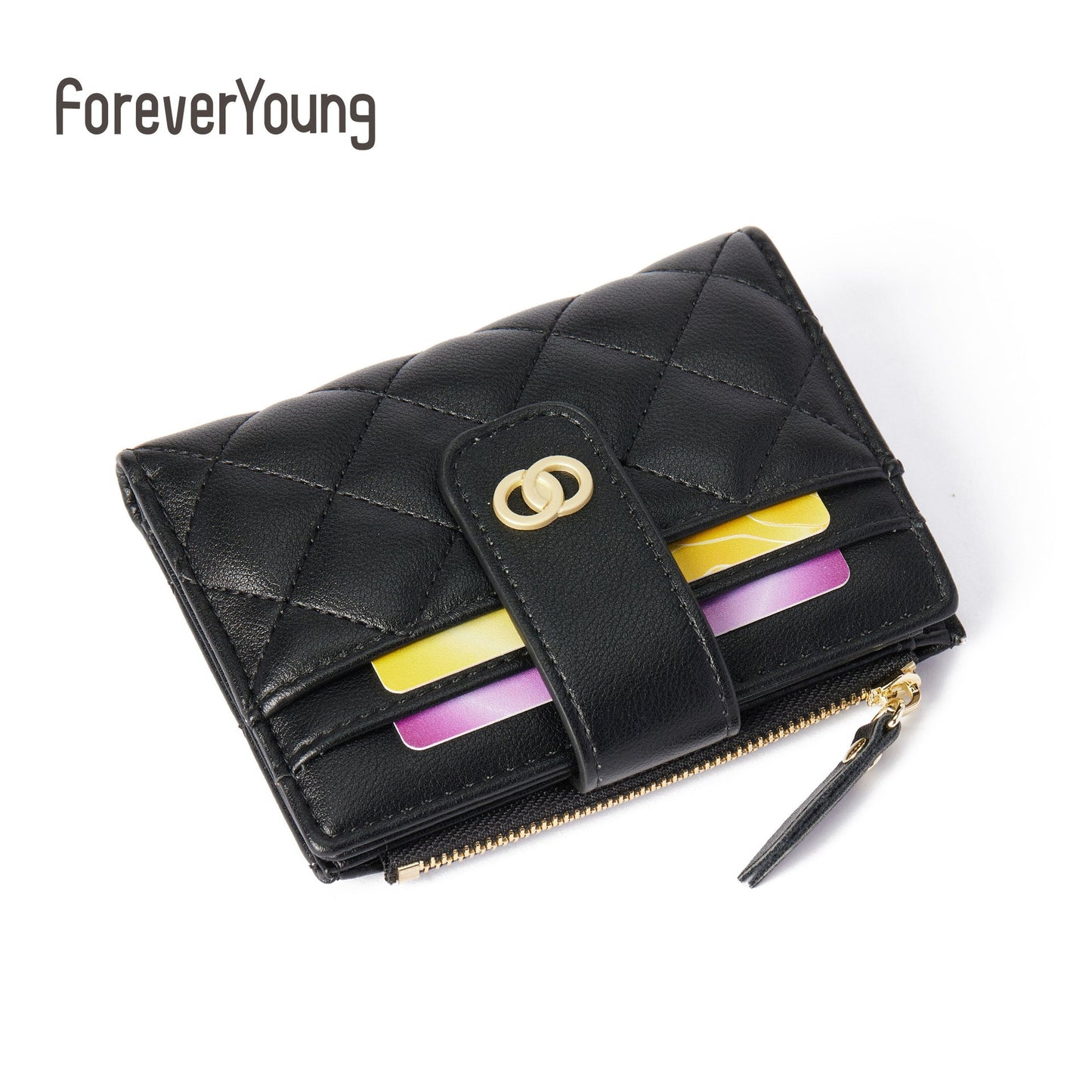 forever young women's wallet ins high-end short wallet simple fashion coin purse pu card bag 