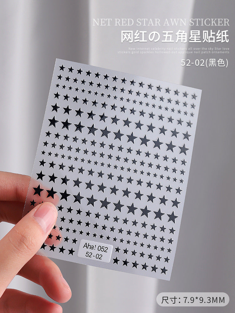 Cross-border network 3d nail art red star nail adhesive stickers gold star five-pointed star decoration crescent nail stickers