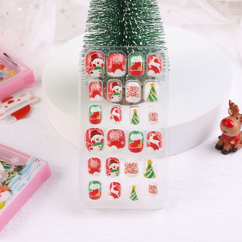 Children's nail stickers baby toddler boys and girls cartoon princess nail stickers jelly glue Christmas wear nails 