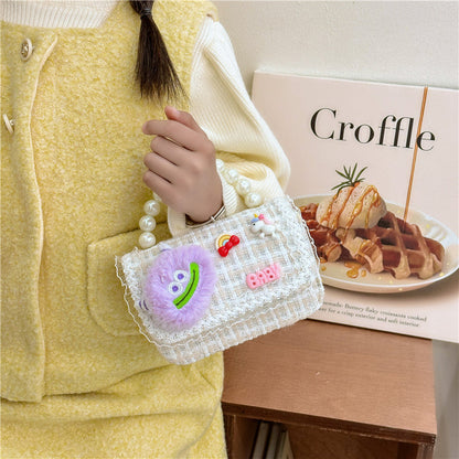 New style children's shoulder bag fashion pearl handbag cartoon cute girl coin crossbody bag wholesale