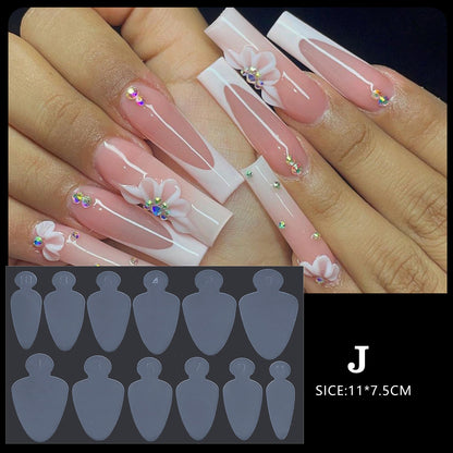 Cross-border popular nail art crystal nail film mold piece no frosting no paper support extension glue 12 pieces of nail mold French stickers wholesale