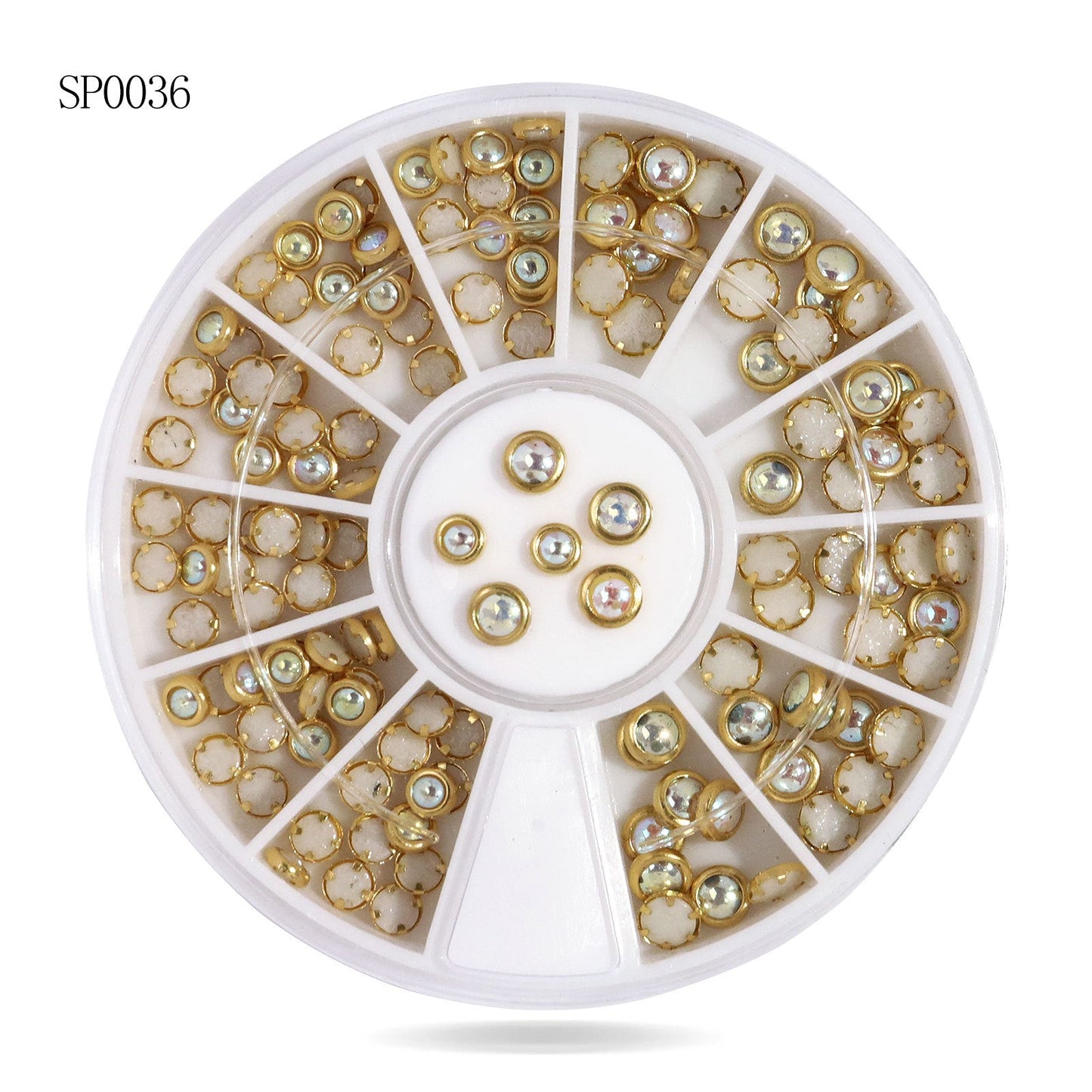 Cross-border nail art accessories nail flat bottom fantasy alloy diamond special-shaped white AB rhinestone accessories 12 grid turntable wholesale