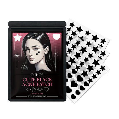 OUHOE Cute Black Acne Remover Patch Repairs Facial Facial Acne Patch បិទមាត់ បំបាត់មុនក្បាលខ្មៅ Cute Pattern Patch 