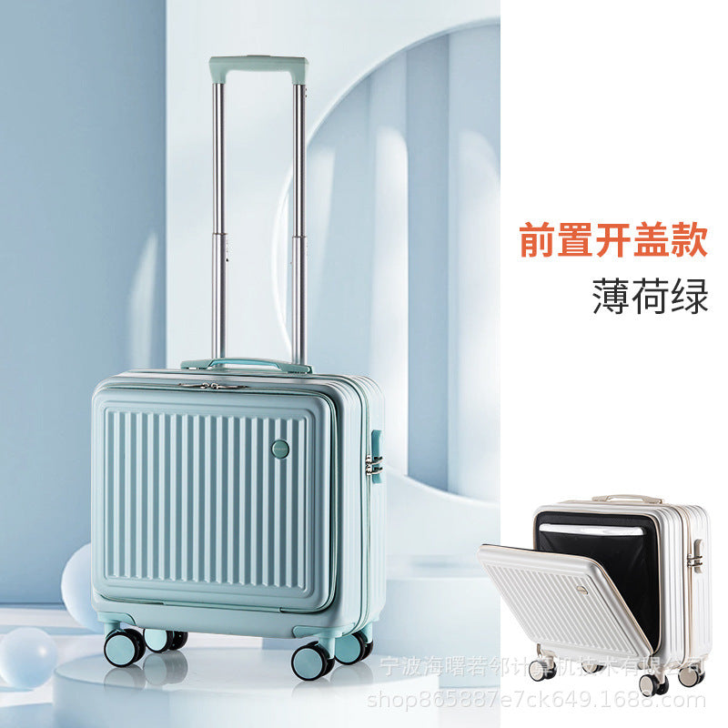 Small trolley case for boarding trolley case for women 18 inch lightweight multifunctional front opening suitcase for men 