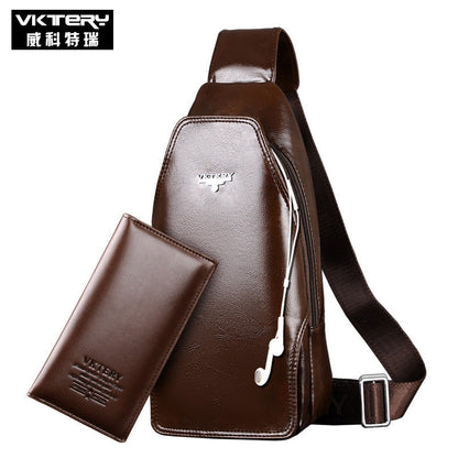 Vicoteri trendy men's chest bag Korean style fashion black men's chest bag British crossbody men's chest bag