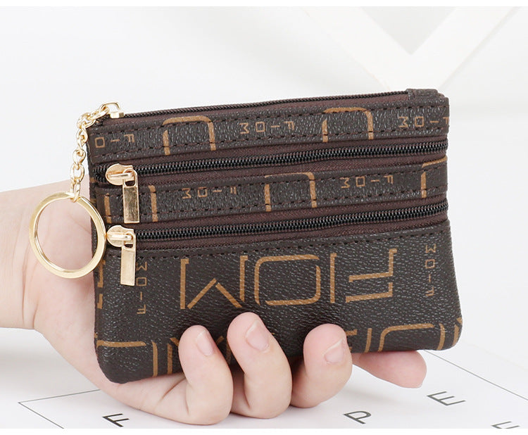 Wholesale coin purse women's short genuine leather texture small wallet multifunctional driver's license card holder soft leather key bag zipper bag 