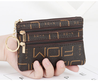 Wholesale coin purse women's short genuine leather texture small wallet multifunctional driver's license card holder soft leather key bag zipper bag 