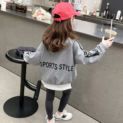 Children's spring jackets for boys and girls baseball jackets cardigans loose elastic fat net red elementary school students trend