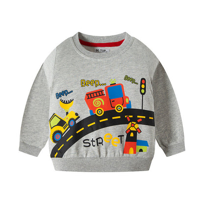 be top children's clothing 2024 new autumn children's cartoon sweatshirt boy round neck casual sweater one piece delivery