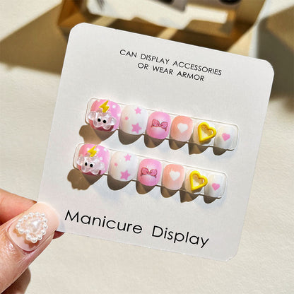 Children's nail stickers nail stickers nail art full stickers wear waterproof safety cartoon finger point drilling nail stickers