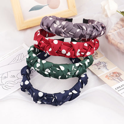 Wave dot headband cream gloss satin pleated ins headband female Korean version of hair accessories fabric hair pressing simple hair cave