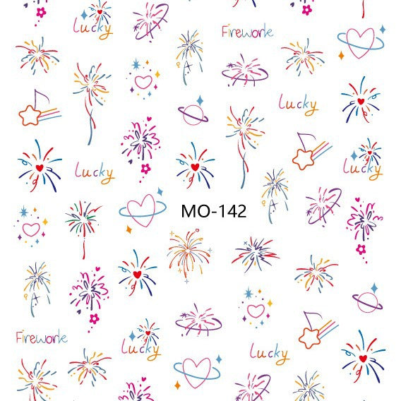 Internet celebrity fireworks stickers gentle white dreamy blooming light chasing fireworks armor stickers 2024 new nail decals