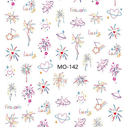 网红烟花贴纸温柔显白梦幻绽放追光烟花战甲贴纸2024新款指甲贴花