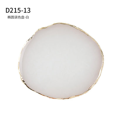 Cross-border hot-selling nail art agate palette gold-rimmed resin crystal agate painted palette nail piece display tool