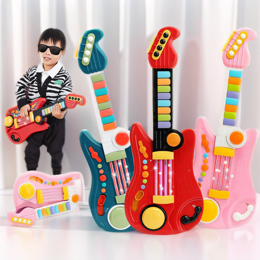 Cross-border children's electric music guitar toy multifunctional foldable creative bass musical instrument wholesale CPC foreign trade