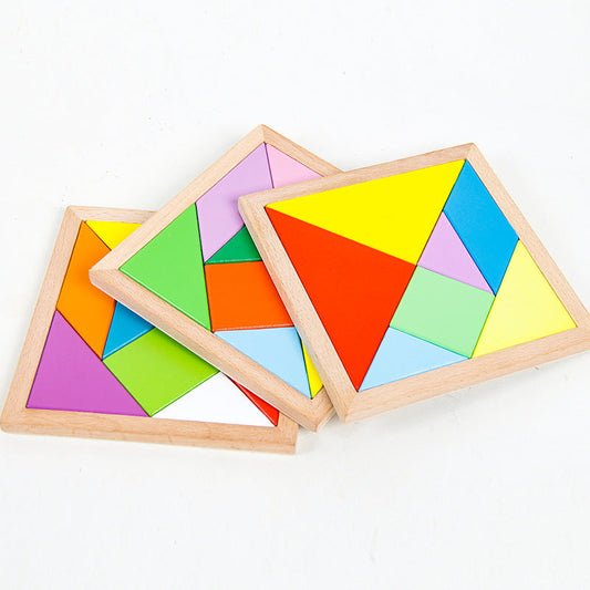 Textbook same textbook color beech wood tangram primary school students teaching aids early education educational fun puzzle building blocks toys