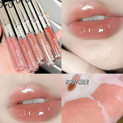 Daimanpu square tube double-headed mirror lip glaze is not easy to stain the cup student moisturizing lip gloss lip gloss water gloss lipstick cross-border