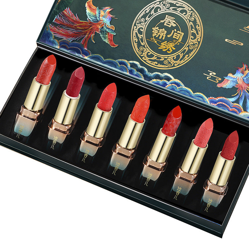 Dixianger Chinese style carved lipstick set long-lasting moisturizing and nourishing gift for girlfriend Valentine's Day New Year birthday gift 