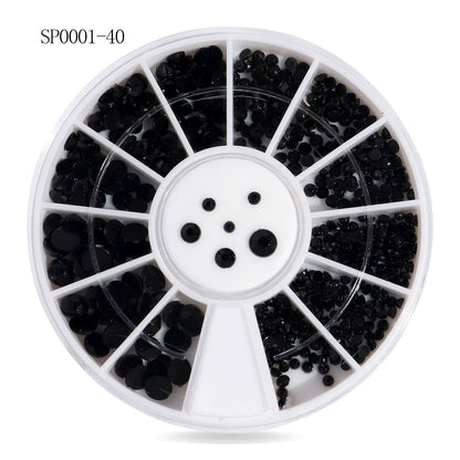 Cross-border nail art accessories nail flat bottom fantasy alloy diamond special-shaped white AB rhinestone accessories 12 grid turntable wholesale