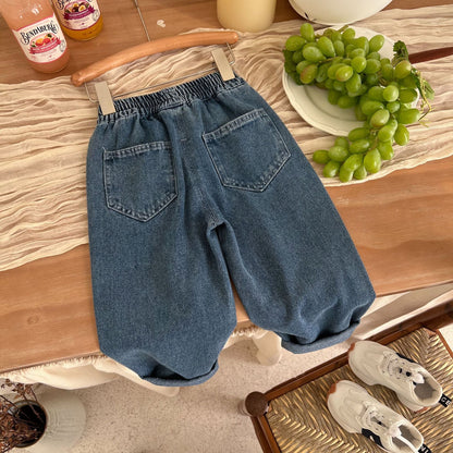 Children's clothing 2024 spring new children's pants children's casual pants baby autumn trousers boy's pants ripped jeans