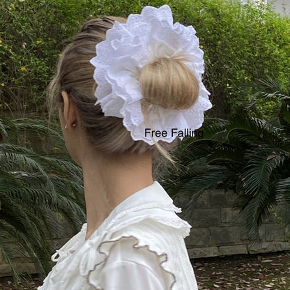 2022 French high-end thorny hair ring headband wholesale embroidered hollow lace pig intestine hair ring temperament head flower hair accessories