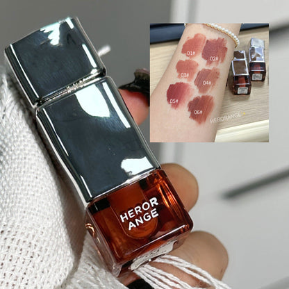 2024 new autumn and winter light mist thick tone velvet lip glaze cool girl dark lip mud matte versatile novice nude makeup