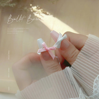 Net celebrity ballet shoes bow ribbon ribbon nail accessories gentle pure desire style retro solid color nail accessories