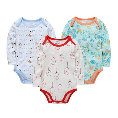 Baby cartoon newborn onesie baby envelope collar long sleeve triangle romper three-piece baby romper