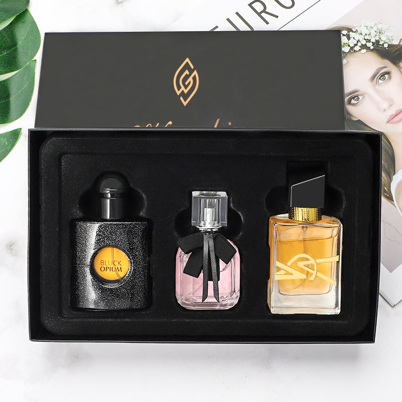 Flower Story Women's Perfume Gift Box Set Liberty Water Black Opium Reverse Paris Perfume Three-piece Set Wholesale 