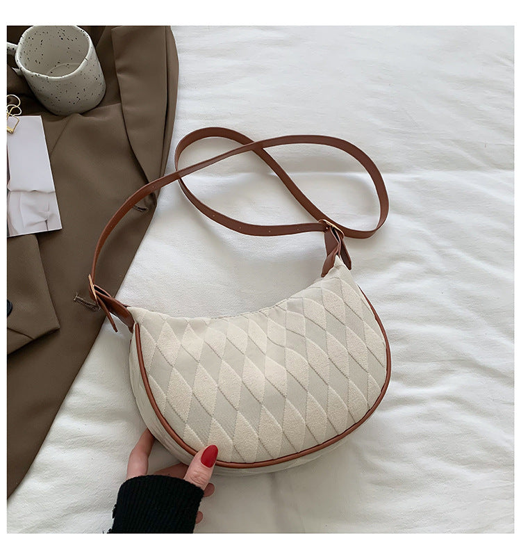 Simple popular commuting retro diamond lattice dumpling bag female 2024 autumn new casual fashion leisure crossbody small bag 