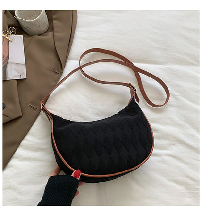 Simple popular commuting retro diamond lattice dumpling bag female 2024 autumn new casual fashion leisure crossbody small bag 