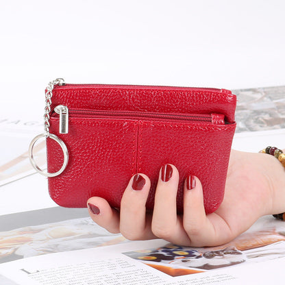 Genuine leather women's coin purse coin card holder short small handbag zipper key bag mini wallet wholesale 