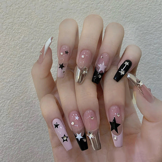 Wearable nail art nail tips wholesale Xiaohongshu hot sale five-pointed star nail stickers finished product detachable false nails