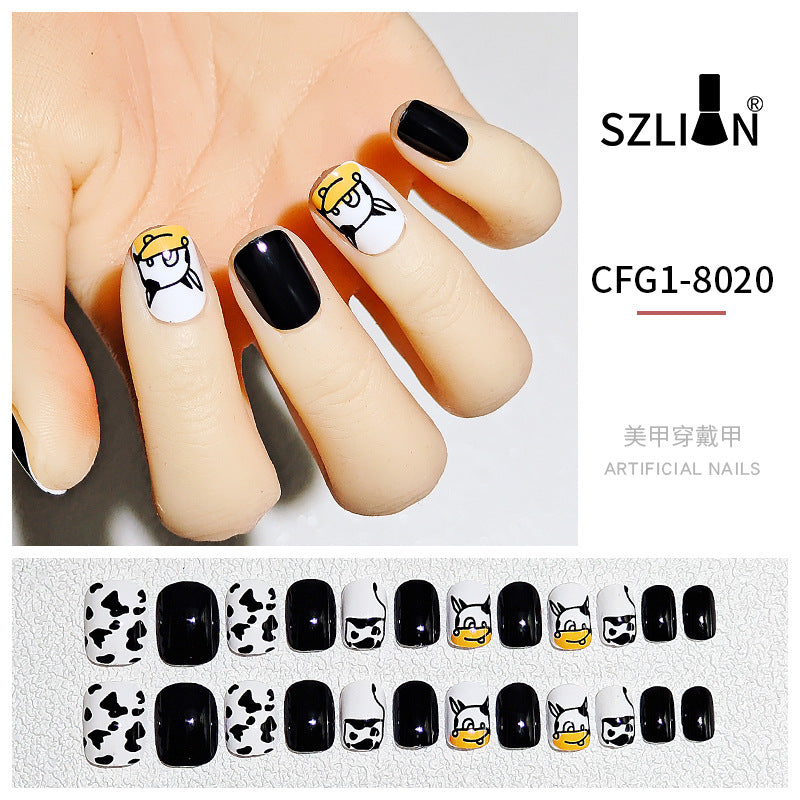 New hot sale wearable nail tips wholesale French simple ice transparent nail art finished product removable nail stickers thin