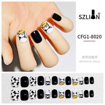 New hot sale wearable nail tips wholesale French simple ice transparent nail art finished product removable nail stickers thin