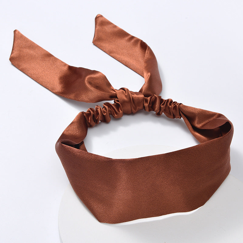 2024 new solid color cross headband Korean version simple simulation silk satin hair elastic elastic headband for women