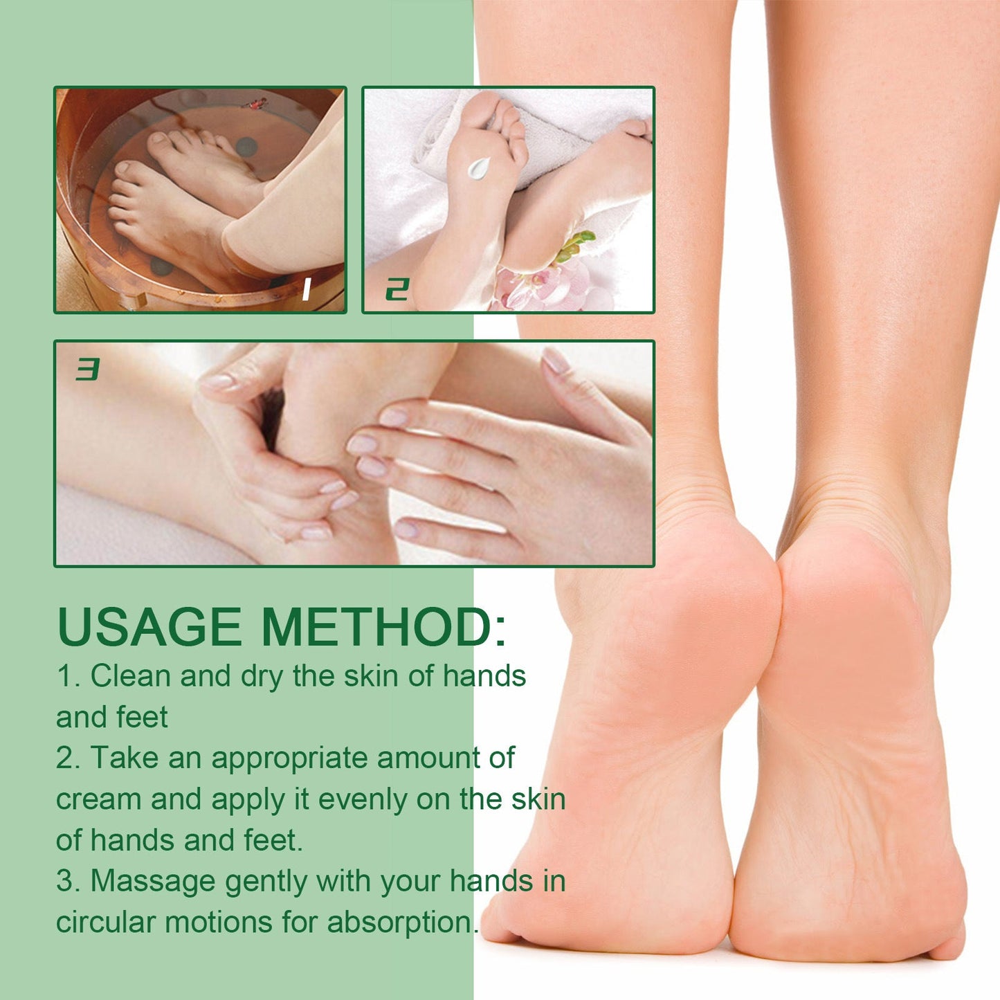 OUHOE Cracked Heel Care Cream Repair Heel Peeling, ការពារជើងស្ងួត និងប្រេះ, Moisturizing Care Cream 