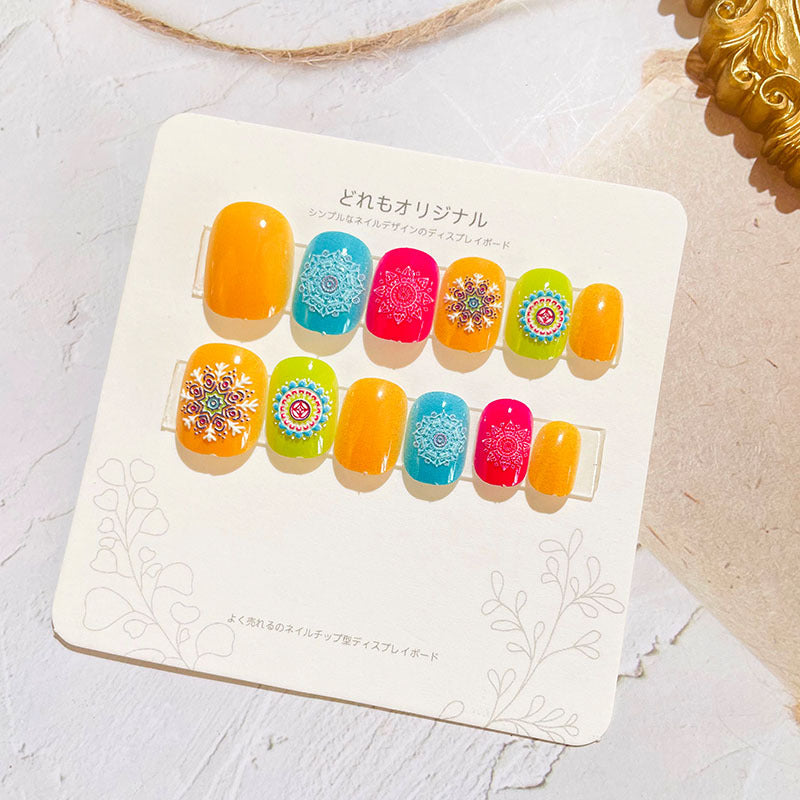 Children's nail stickers girls wear nails self-adhesive nail stickers cartoon cute princess false nail pieces embossed nail pieces