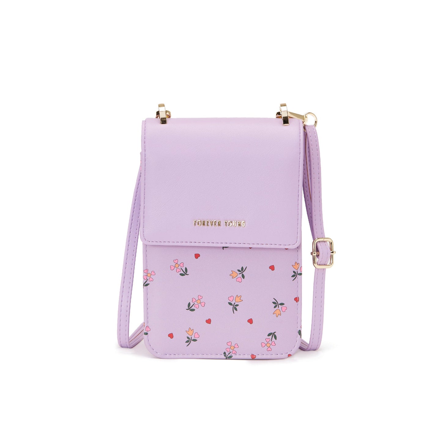 forever young new printed mobile phone bag women's shoulder messenger bag large capacity vertical Korean version bag 