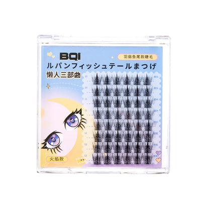 BQI Eyelashes រោមភ្នែកបែបធម្មជាតិ ម៉ូតជាកន្ទុយត្រី ដែលស្អិតជាប់ និងមានសរសៃរោមភ្នែកស្តើង 