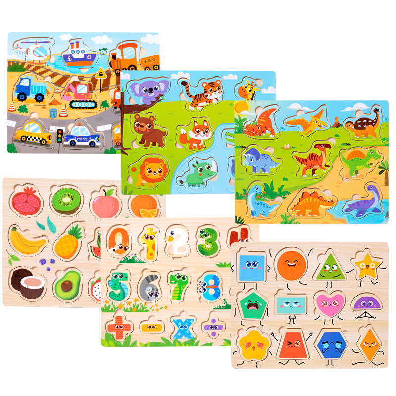 Children's enlightenment cognitive matching scene plane jigsaw puzzle digital fruit animal traffic early education educational toys