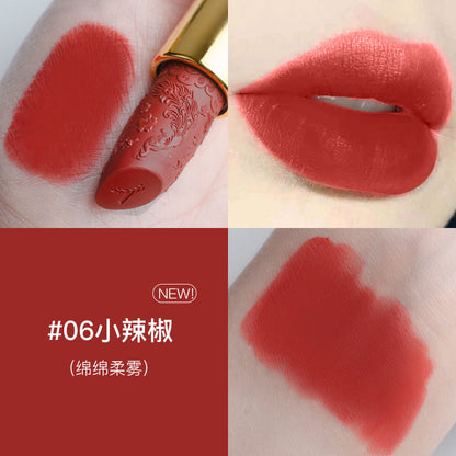 Douyin carved lipstick Chinese style semi-matte lipstick long-lasting moisturizing plain cinnamon milk tea for girlfriend