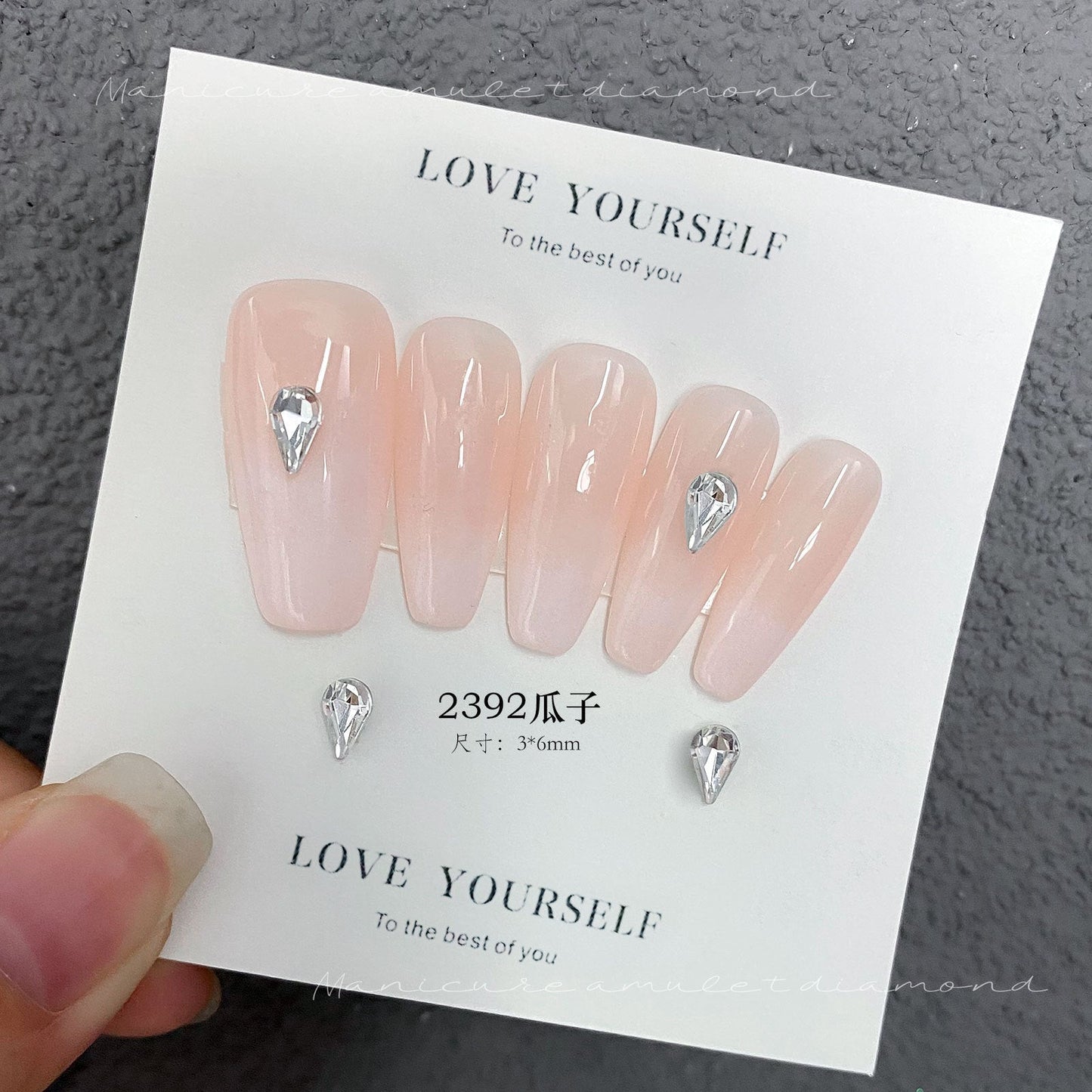 Nail Art K9 Jewelry Transparent Diamond Super Flash Crooked Heart Axe Diamond Water Drop Fat Square Butterfly White Diamond Nail Accessories Wholesale