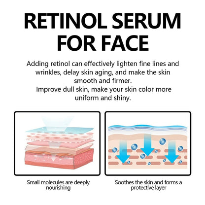 Hoygi Facial Retinol Serum ផ្តល់សំណើម និង បន្តឹងស្បែកមុខ បន្តឹងស្បែកមុខ បន្តឹងស្បែក ប្រឆាំងភាពជ្រីវជ្រួញ 