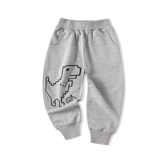 Boys pants spring new children's sports pants Korean version children's casual pants boys simple stylish dinosaur trousers