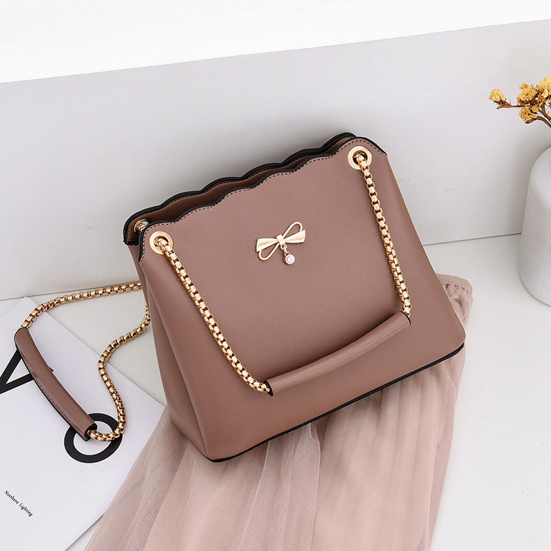 Small bag women 2024 autumn and winter new bow handbag Korean style simple casual fashion shoulder messenger bag 